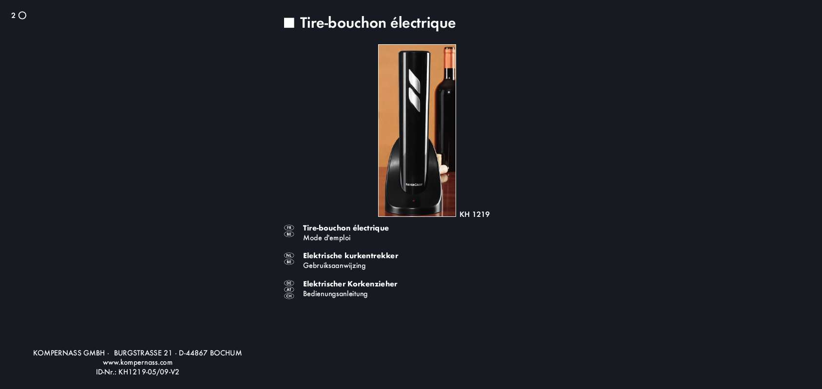 Notice SILVERCREST KH 1219 ELECTRIC CORKSCREW Trouver une solution à